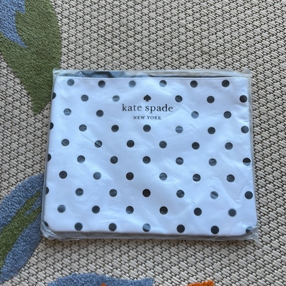 kate spade Handbags - Kate Spade Large Canvas Polka Dot Zip Pouch